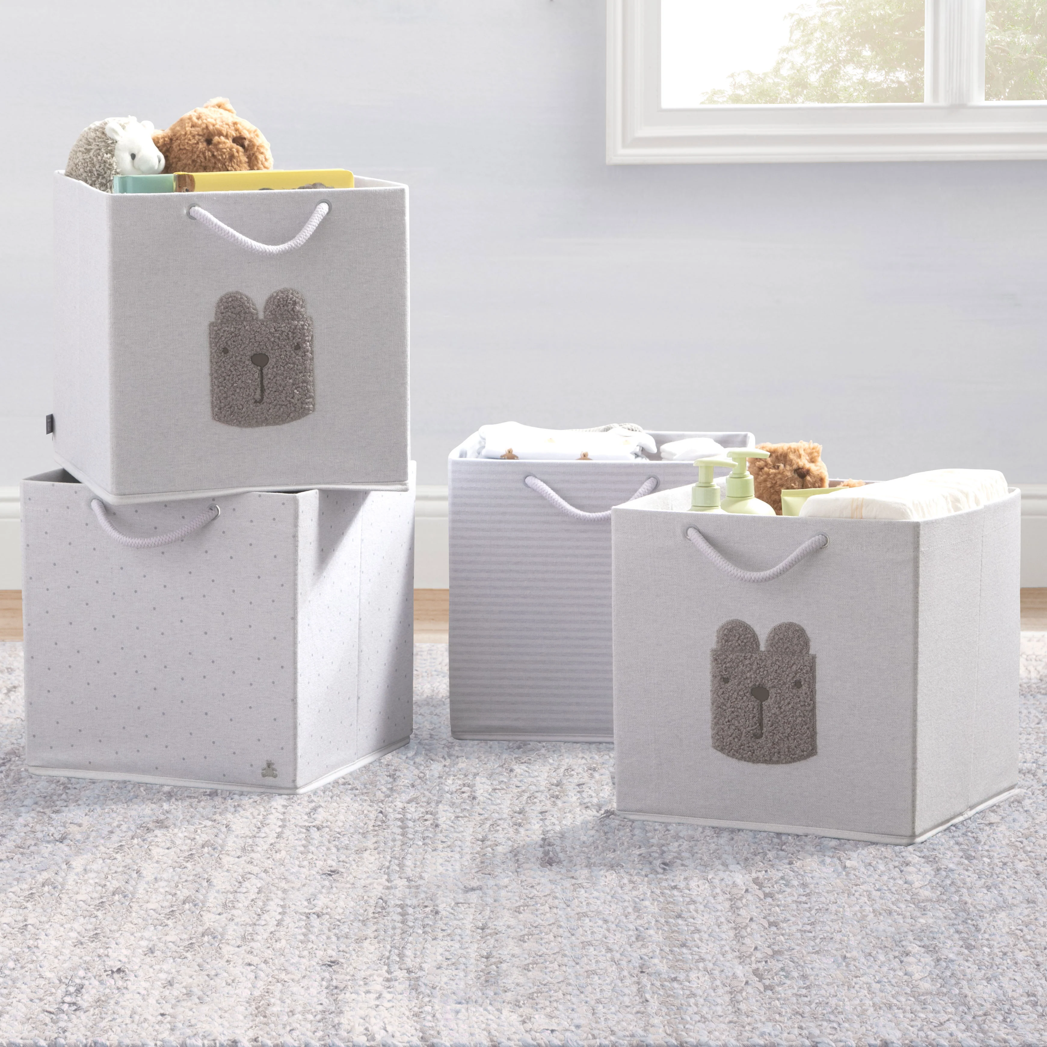 babyGap 4-Pack Brannan Bear Fabric Storage Bins with Handles - Image 16