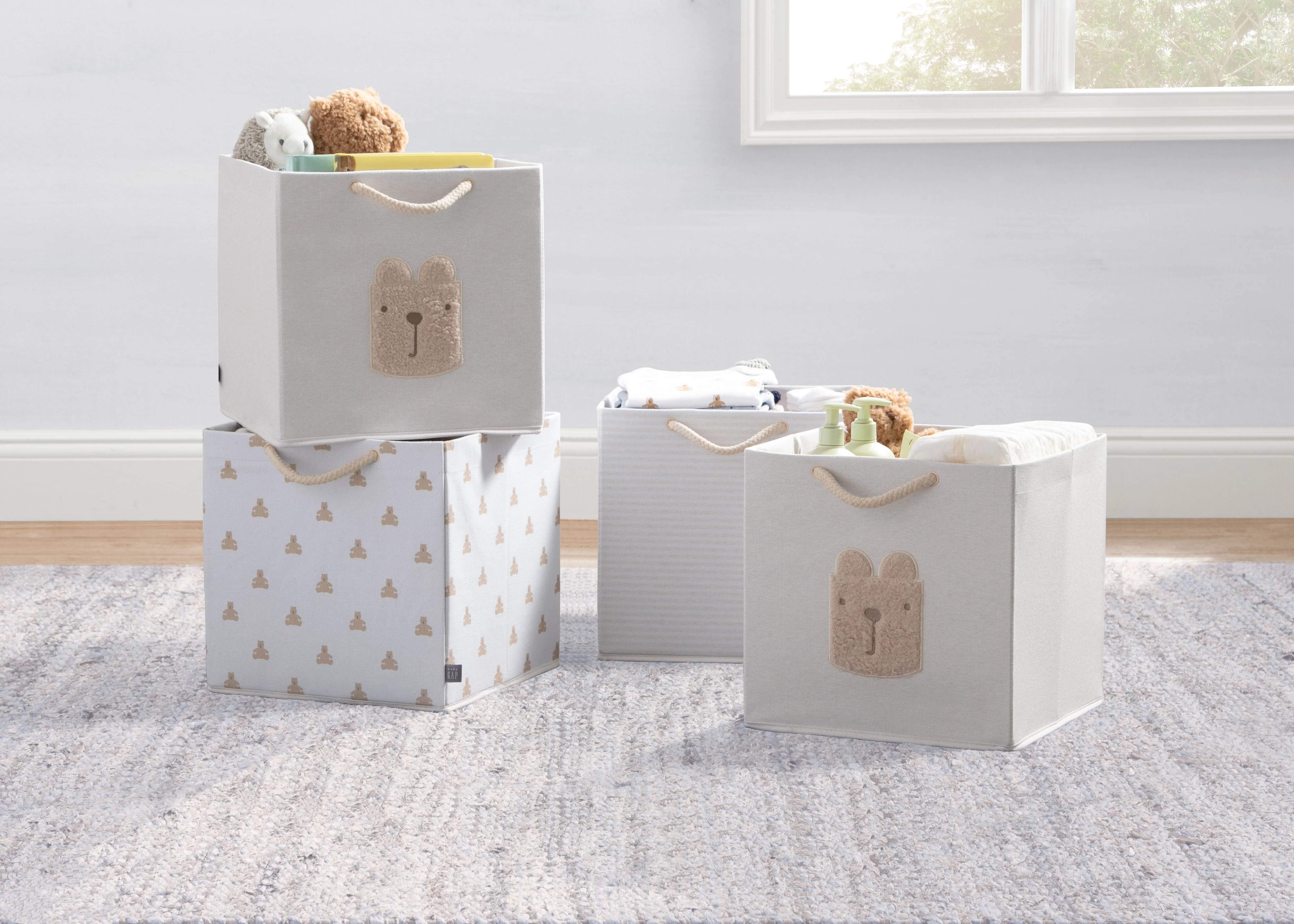 babyGap 4-Pack Brannan Bear Fabric Storage Bins with Handles - Image 7