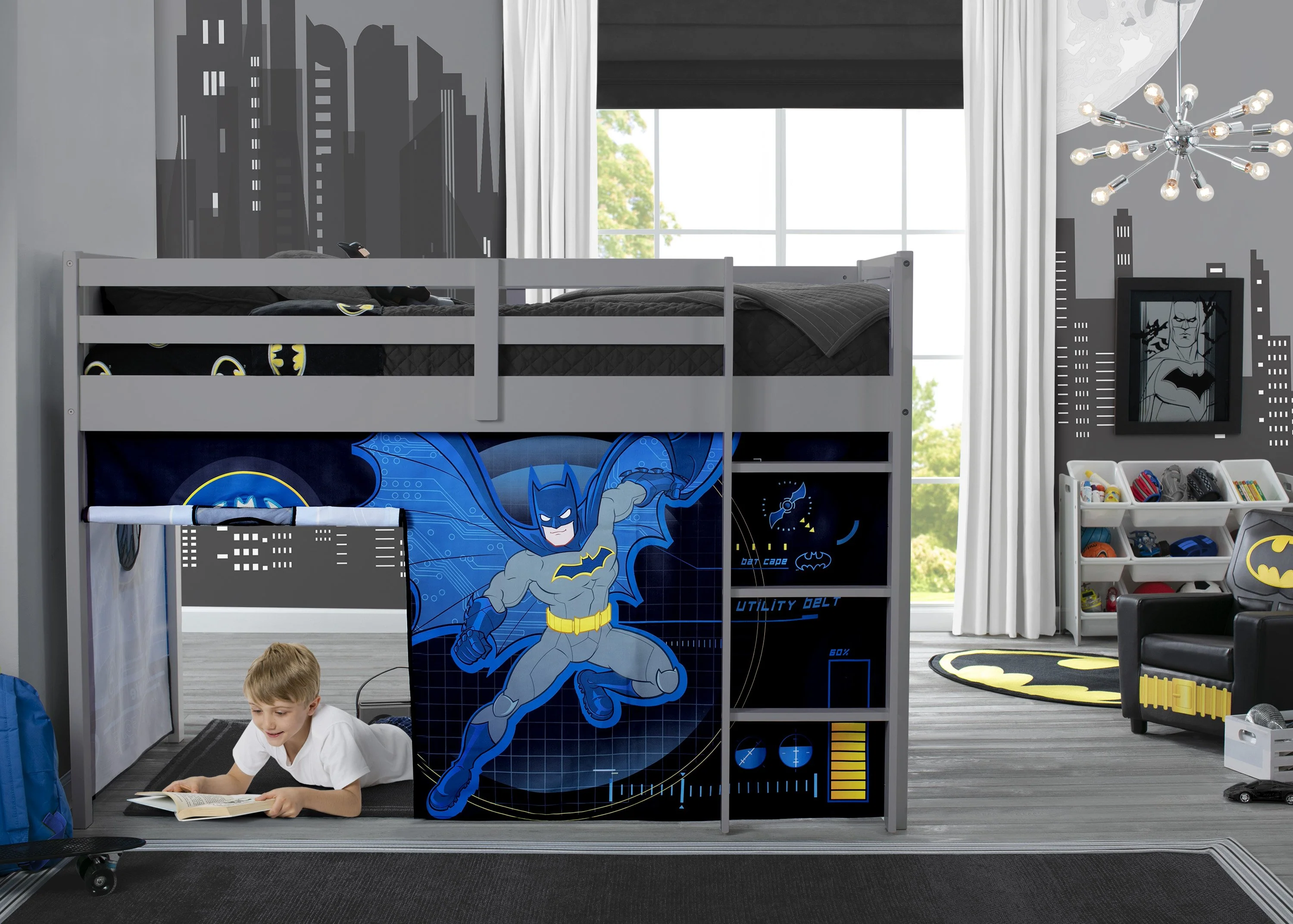 Batman Loft Bed Tent - Curtain Set for Twin Loft Bed (Bed Sold Separately) - Image 2