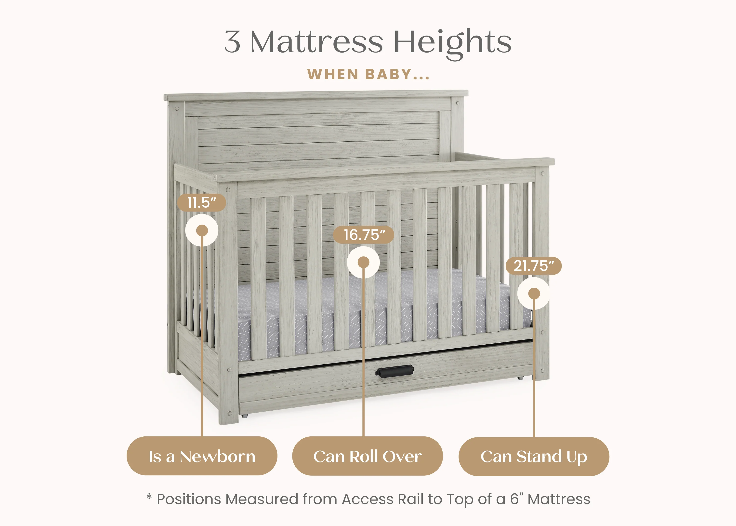 Caden 6-in-1 Convertible Crib with Trundle Drawer - Image 23