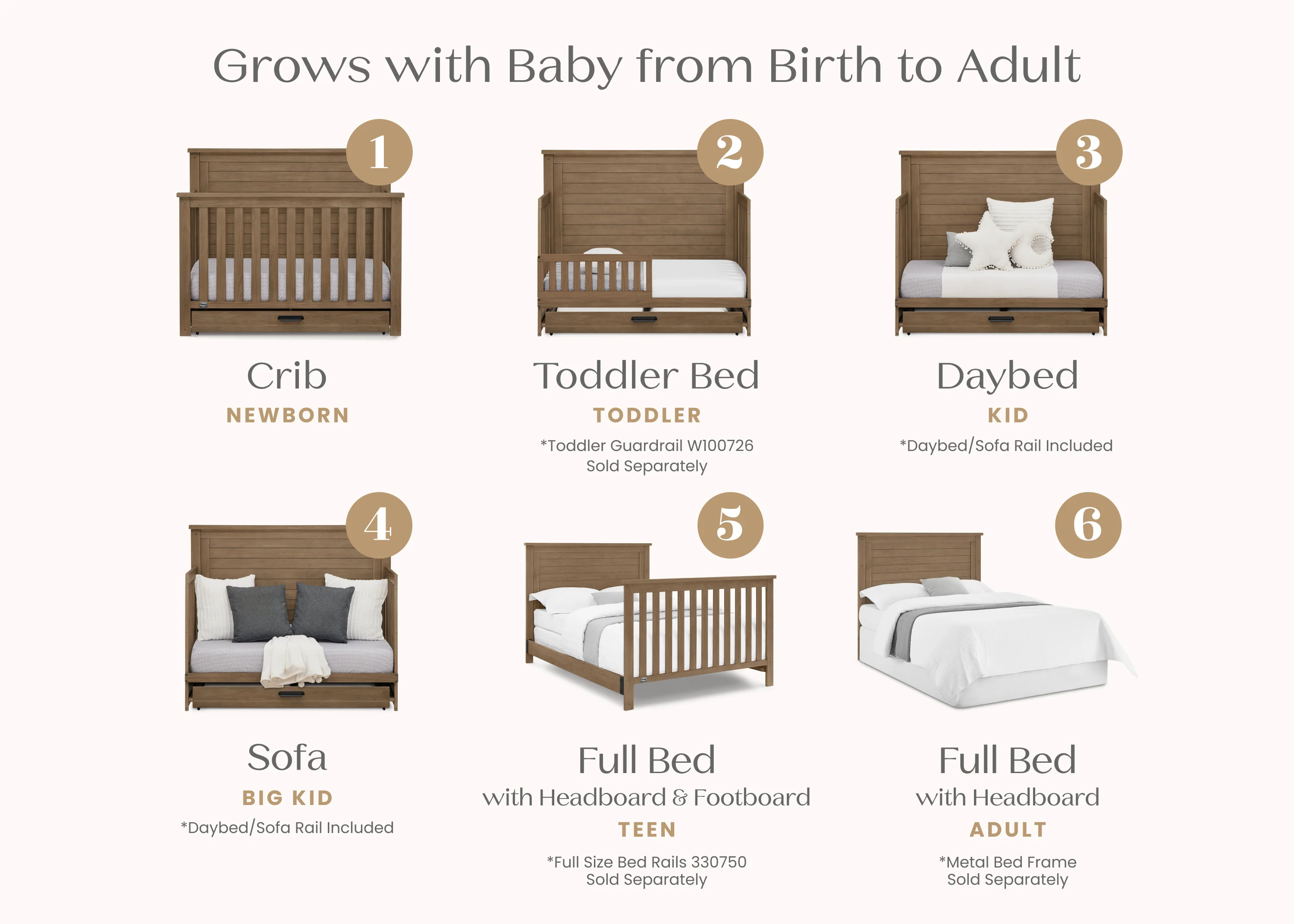 Caden 6-in-1 Convertible Crib with Trundle Drawer - Image 39