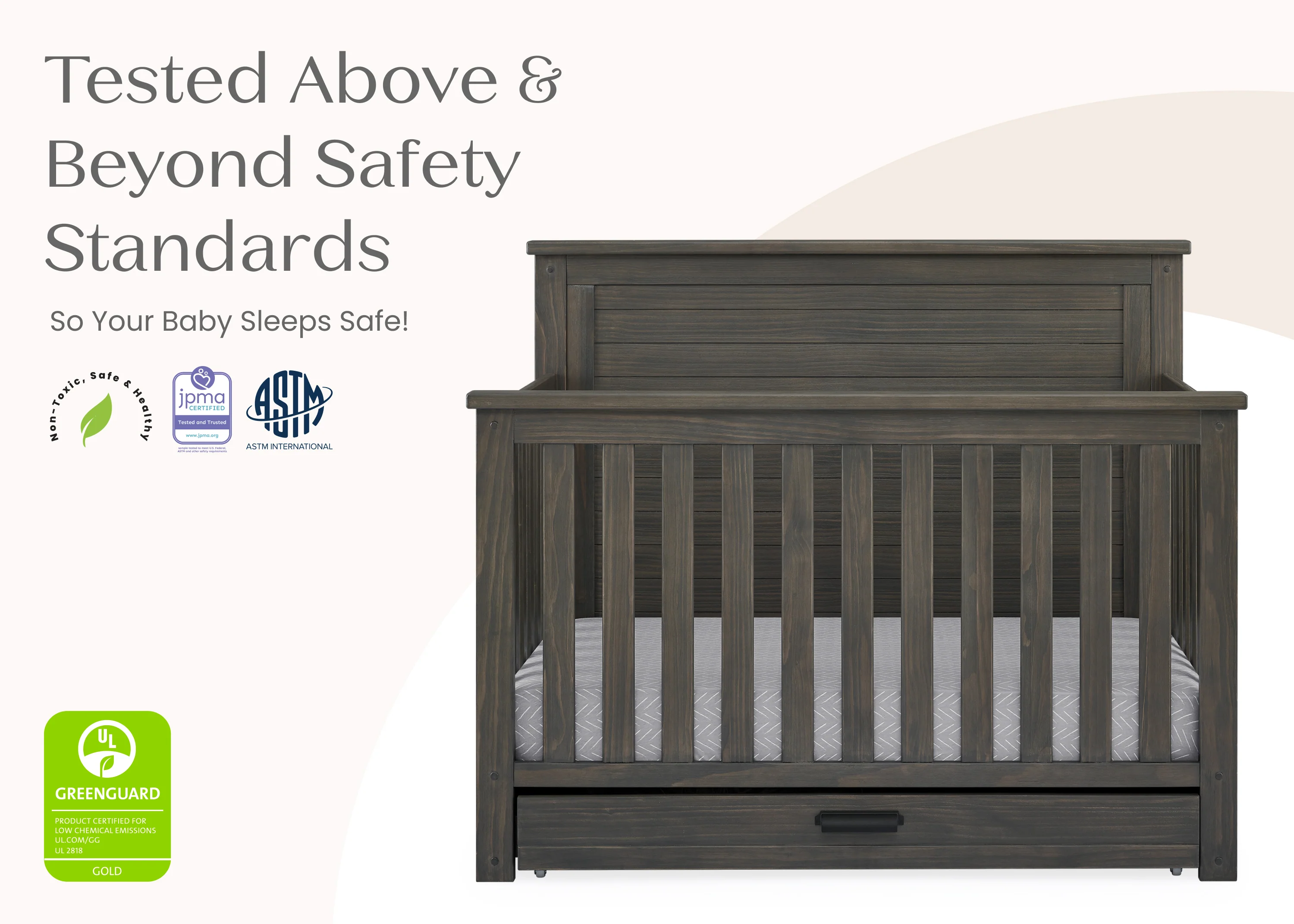 Caden 6-in-1 Convertible Crib with Trundle Drawer - Image 9