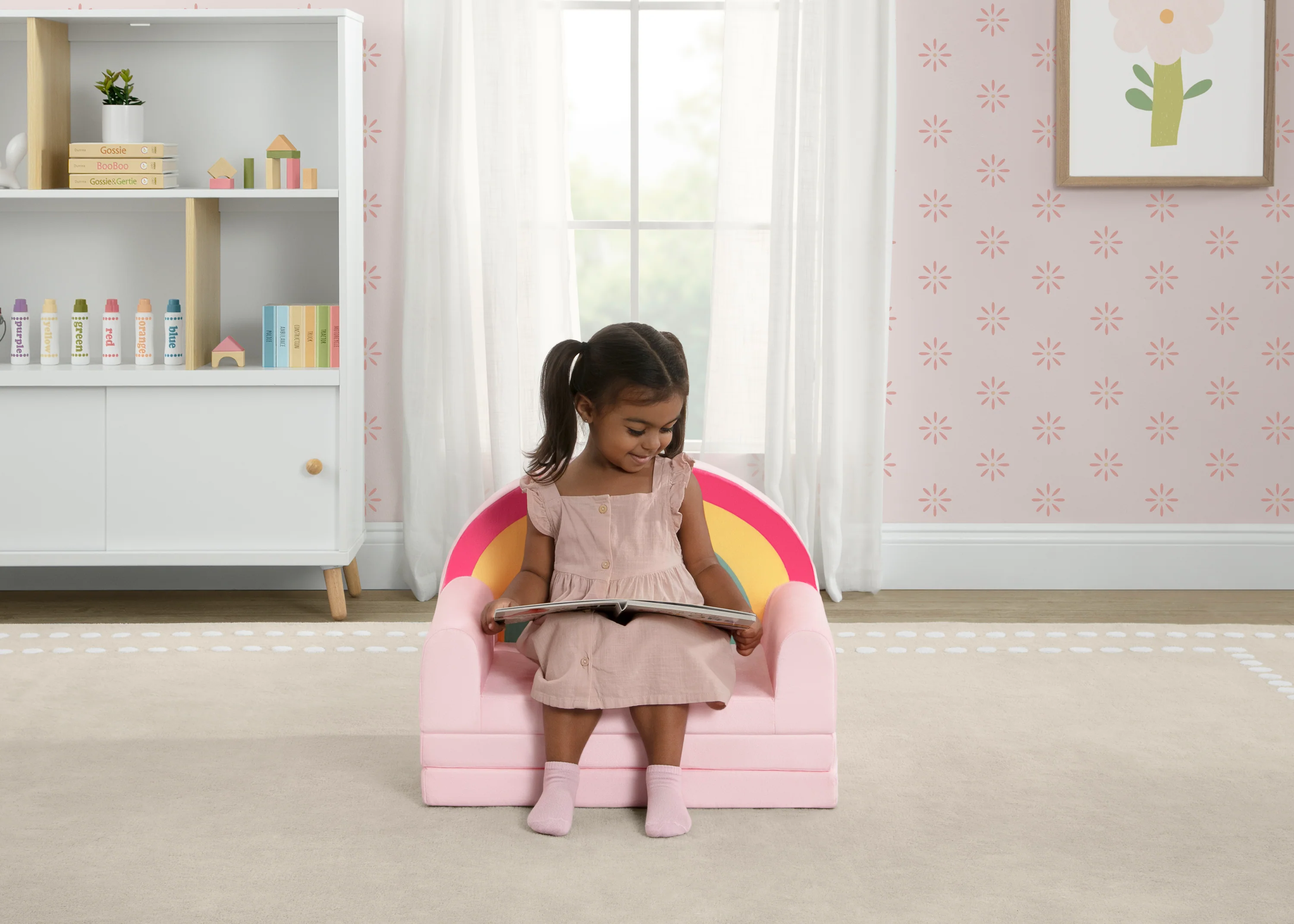 Cozee Rainbow Figural Flip-Out 2-in-1 Convertible Chair to Lounger