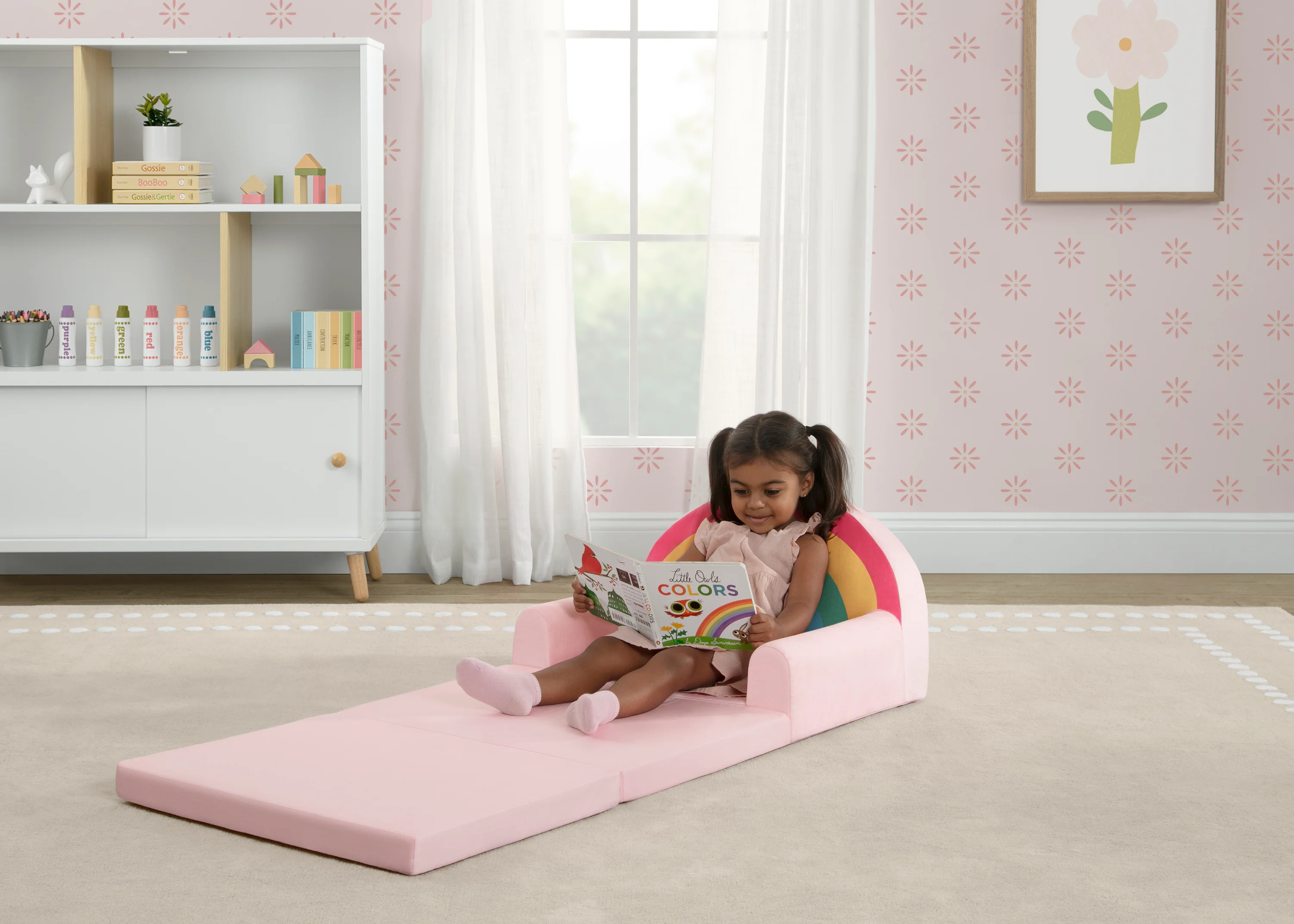 Cozee Rainbow Figural Flip-Out 2-in-1 Convertible Chair to Lounger - Image 2