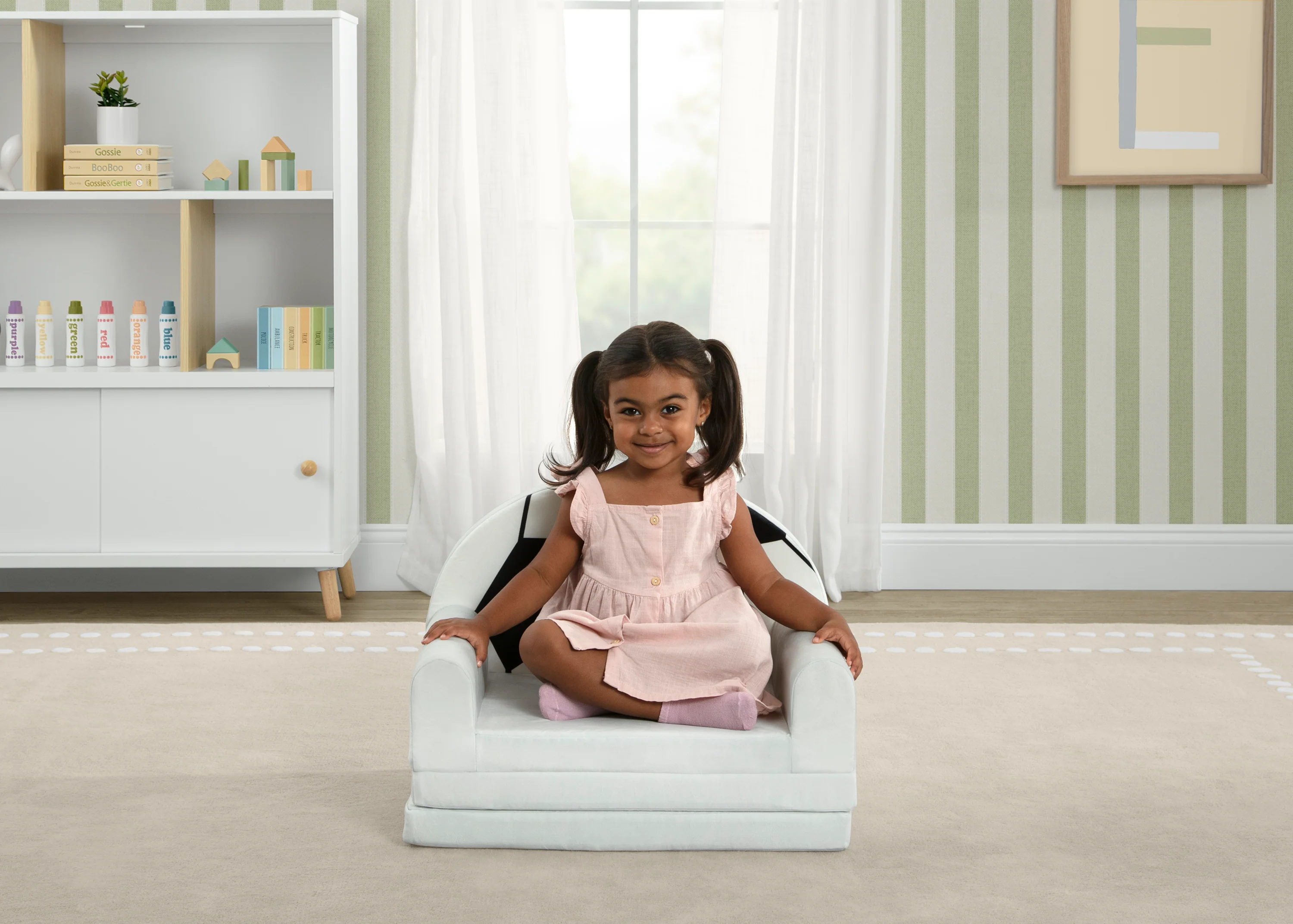 Cozee Soccer Ball Figural Flip-Out 2-in-1 Convertible Chair to Lounger