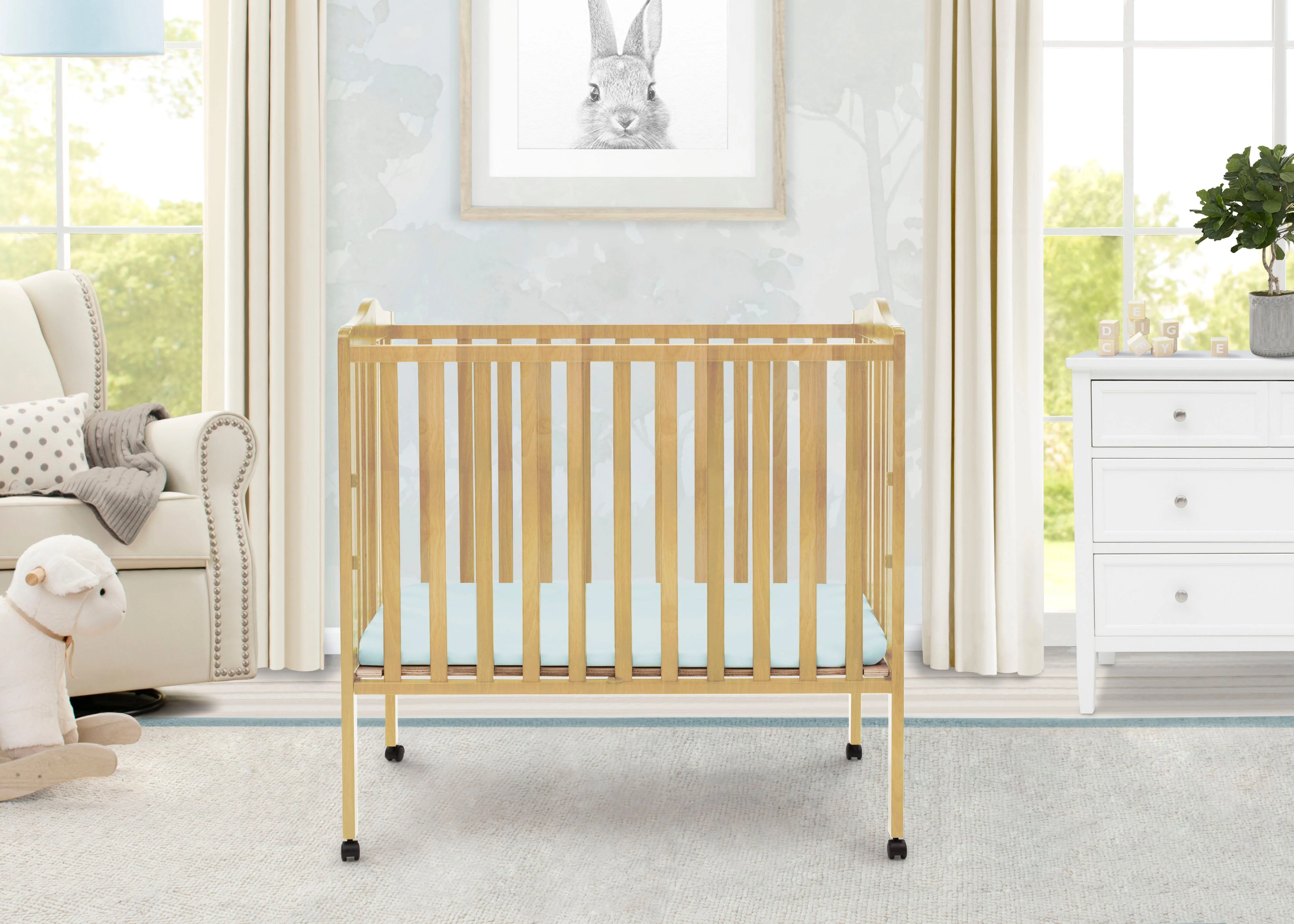 Folding Portable Mini Baby Crib with 1.5-inch Mattress - Image 4