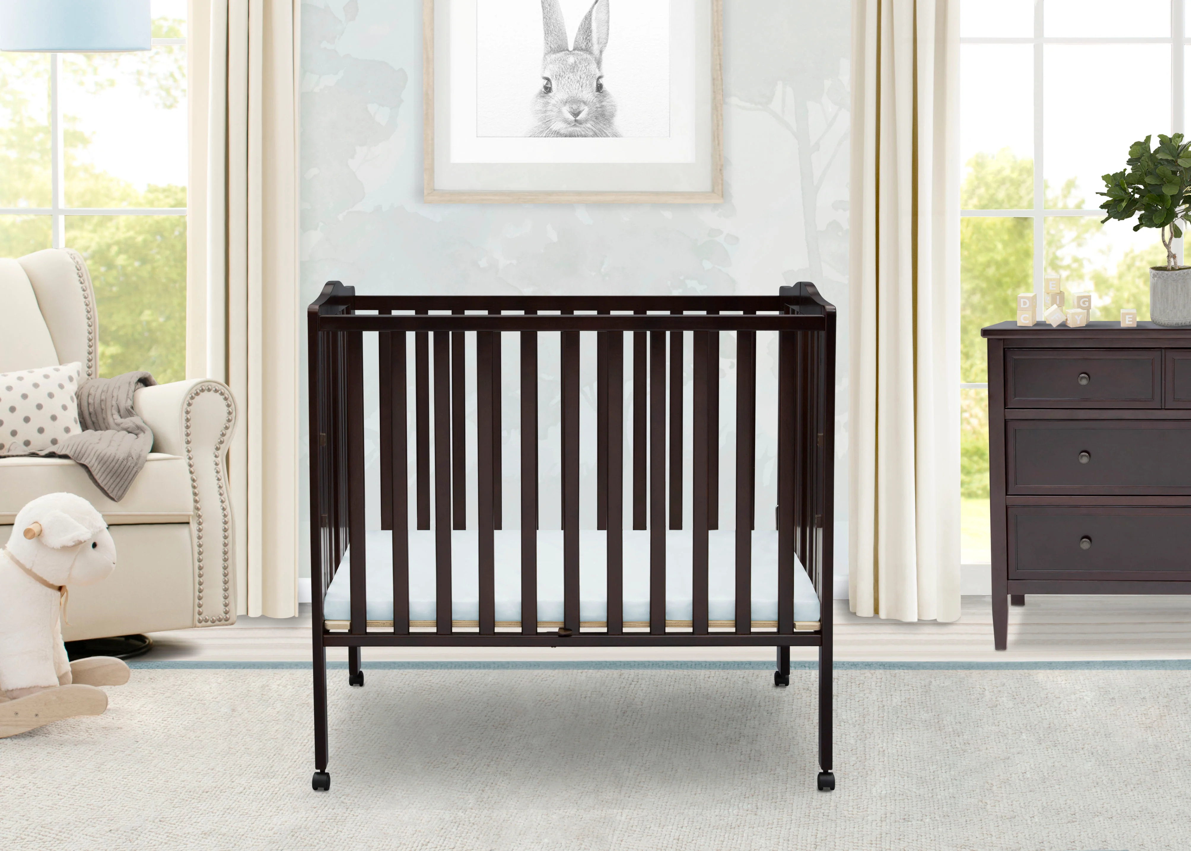 Folding Portable Mini Baby Crib with 1.5-inch Mattress - Image 7