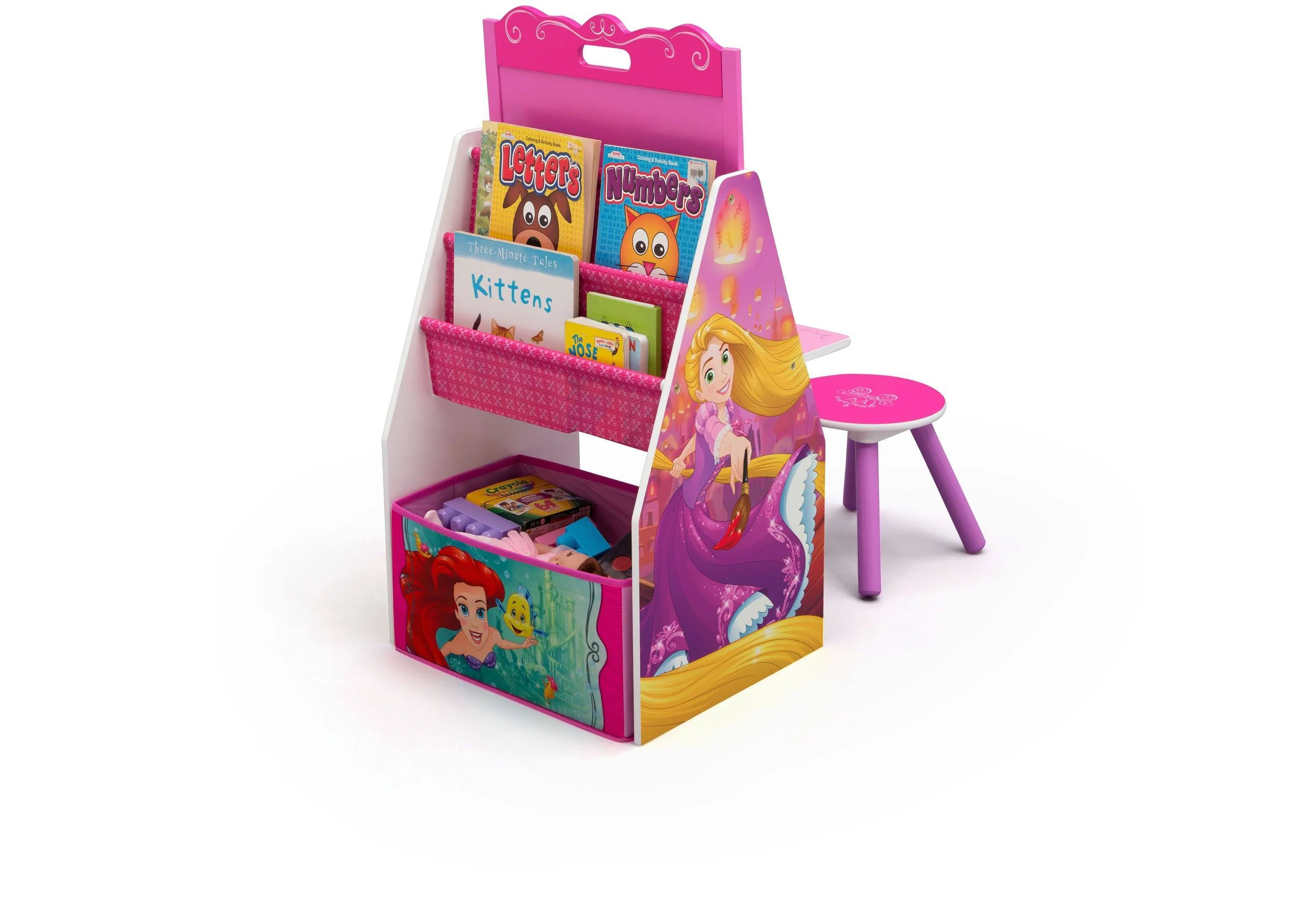 Princess Activity Center - Easel Desk with Stool & Toy Organizer - Image 4