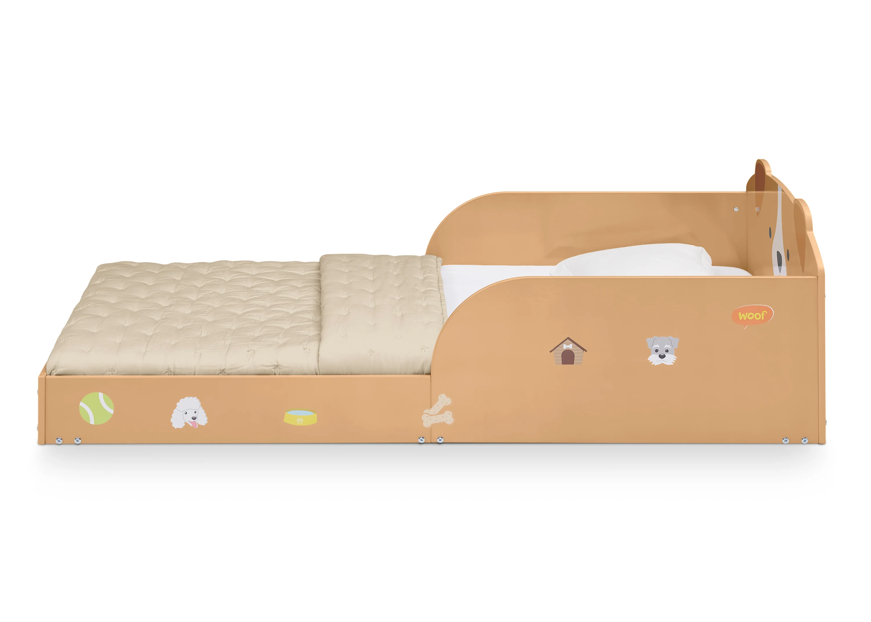 Puppy Wood Floor Toddler Bed with Reusable Stickers - Image 5