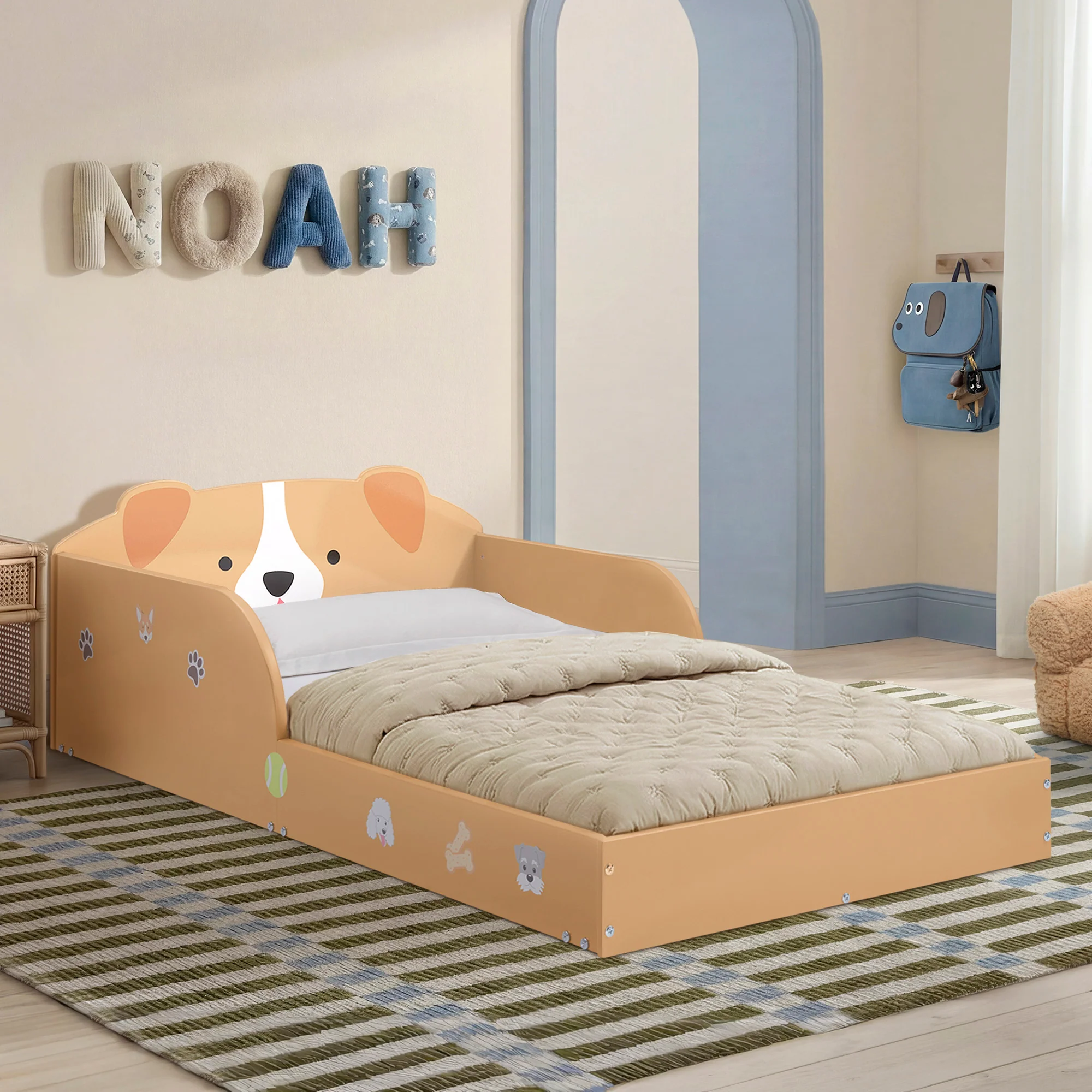 Puppy Wood Floor Toddler Bed with Reusable Stickers - Image 8
