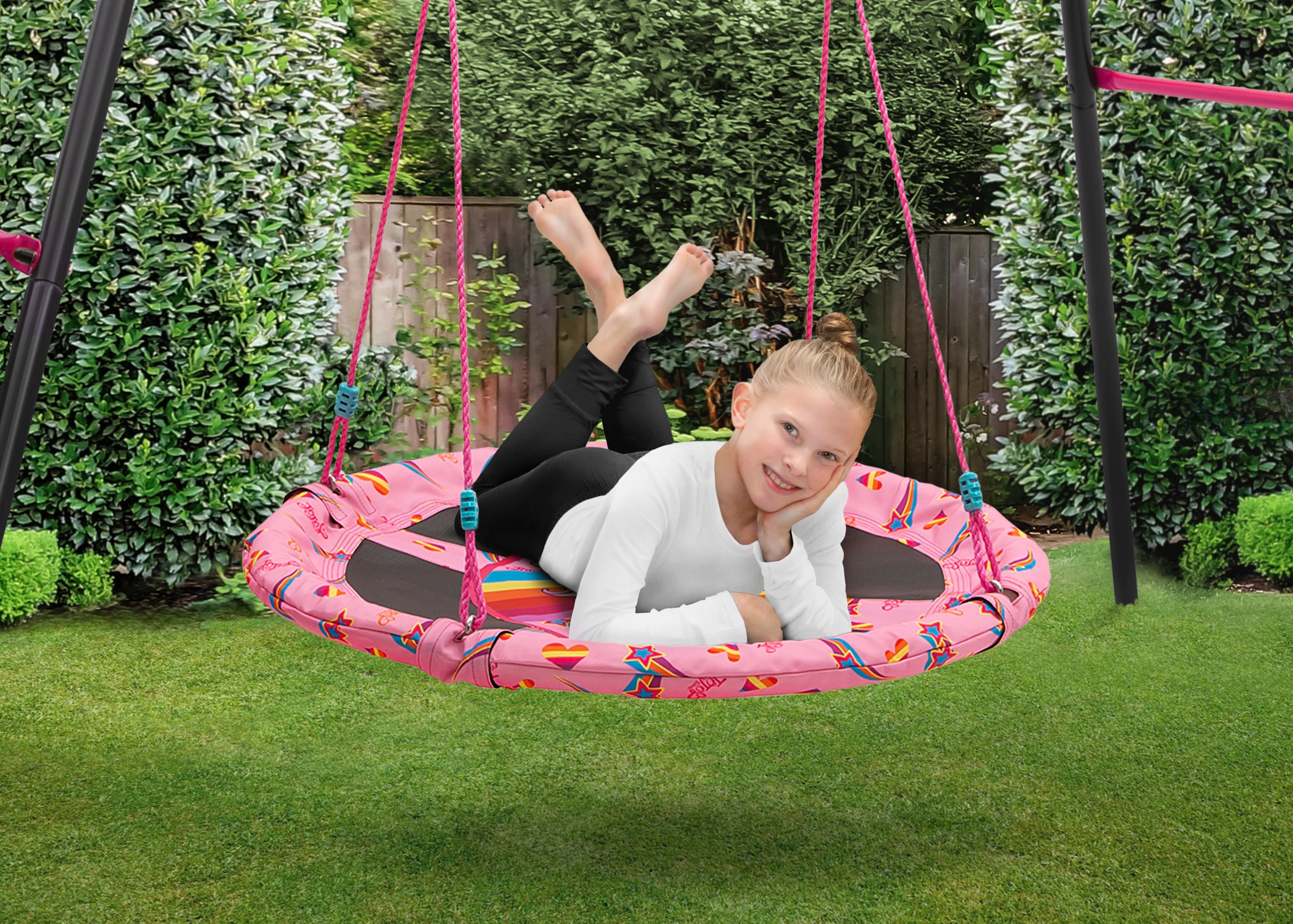 Rainbow & Unicorn 40-Inch Saucer Swing for Kids