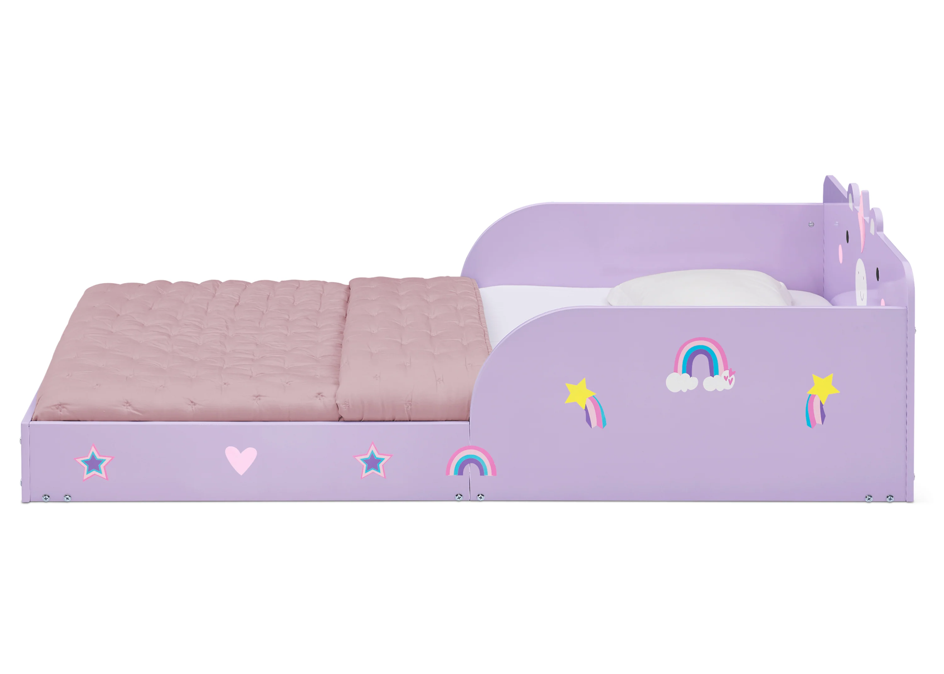 Unicorn Wood Floor Toddler Bed with Reusable Stickers - Image 5